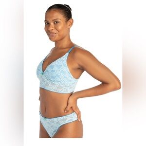 Parade Blue Lace Bralette and Thong Set XS NWT Floral Wireless